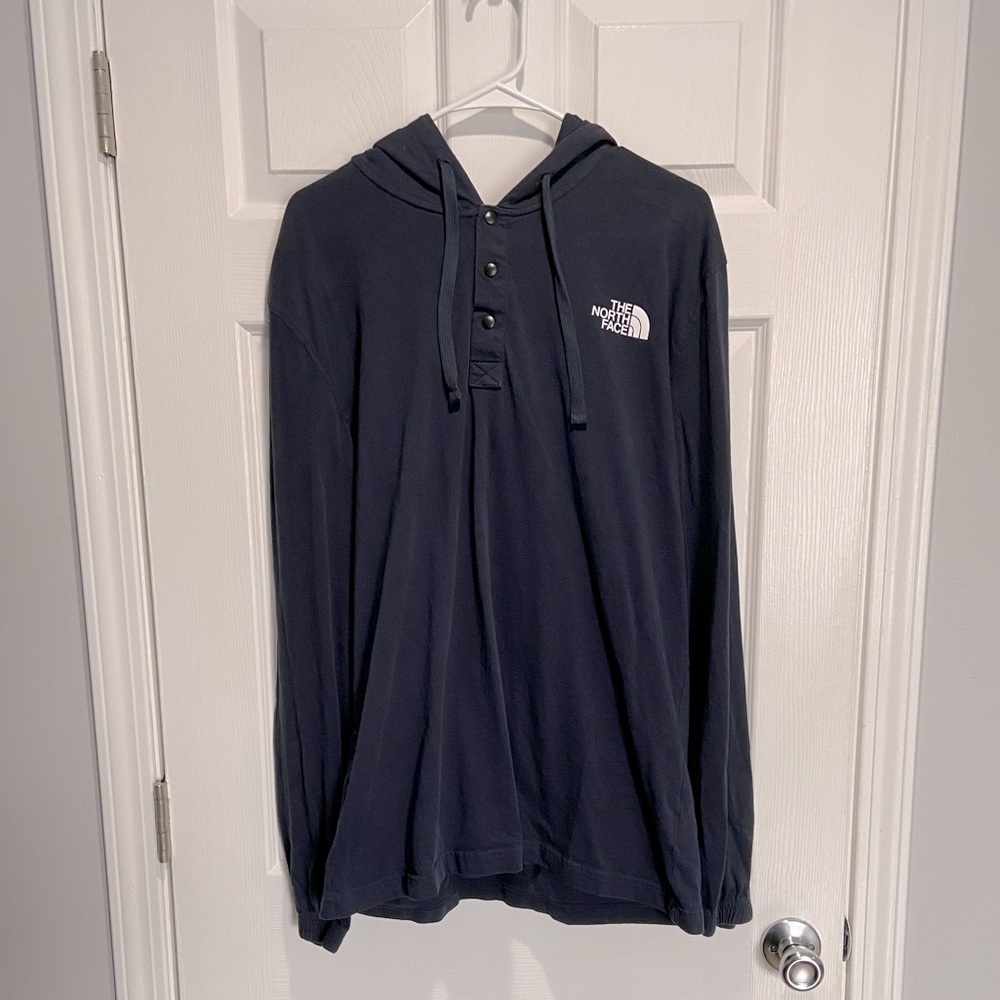 The North Face Men’s Navy Long Sleeve T-Shirt with Hood Size Large